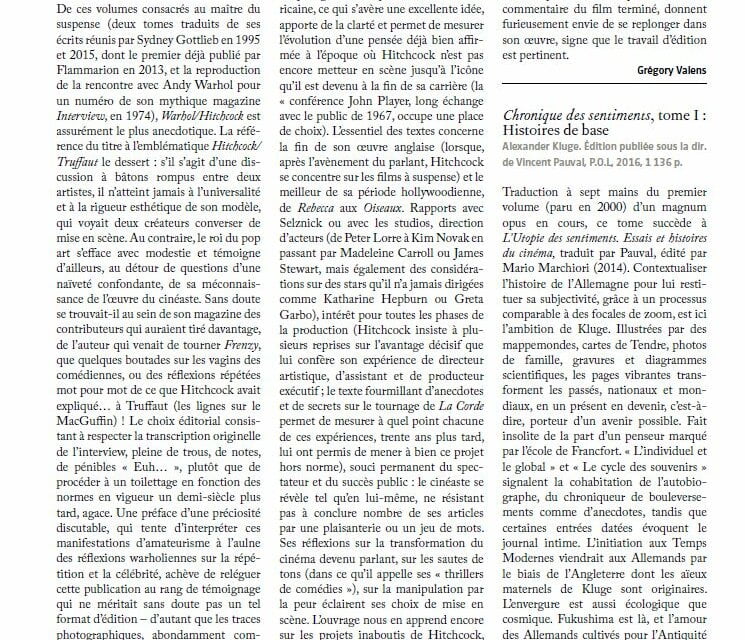 Warhol/Hitchcock dans Positif